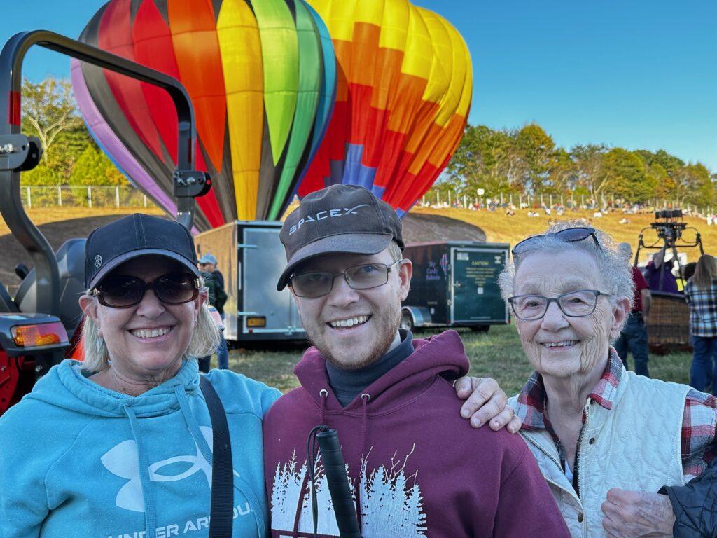 Betty Dominick and Nancy Dominick along with Boyce enjoying a day at the Statesville Balloon festival.